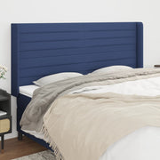 Hoofdbord 203x16x118/128 cm stof blauw
