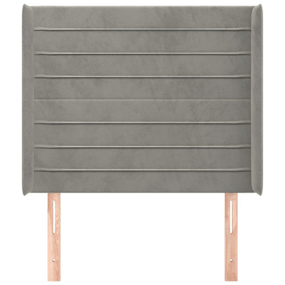 Hoofdbord Met Randen 83X16X118/128 Cm Fluweel Lichtgrijs