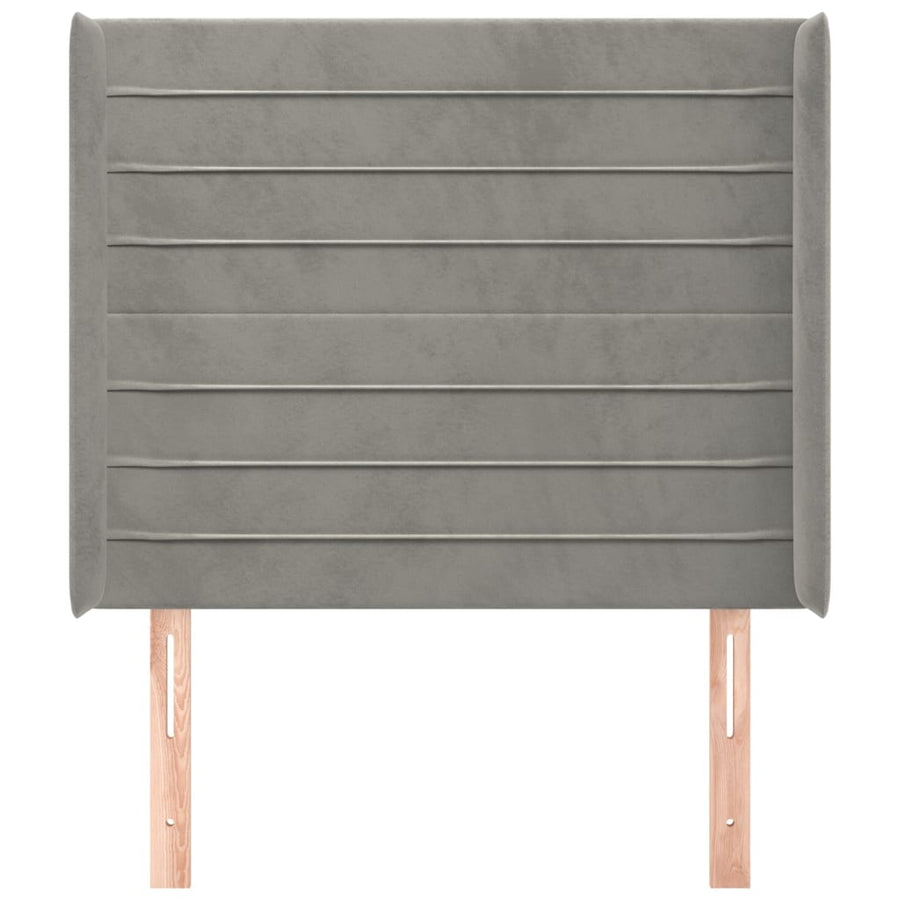 Hoofdbord Met Randen 83X16X118/128 Cm Fluweel Lichtgrijs