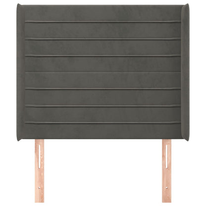 Hoofdbord Met Randen 83X16X118/128 Cm Fluweel Donkergrijs