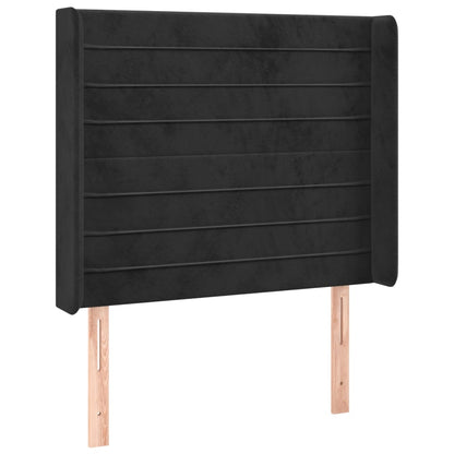 Hoofdbord Met Randen 83X16X118/128 Cm Fluweel Zwart