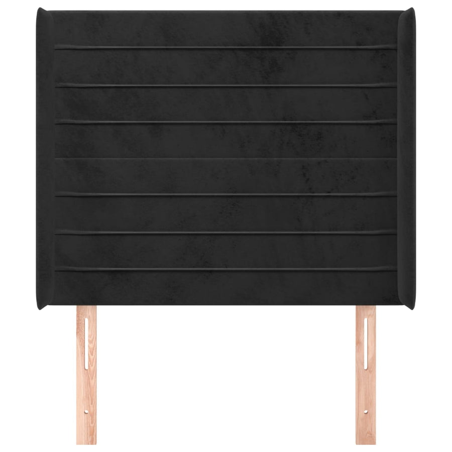 Hoofdbord Met Randen 83X16X118/128 Cm Fluweel Zwart