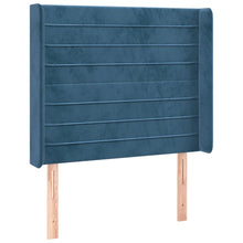Hoofdbord Met Randen Fluweel Blauw 83 x 16 x 118/128 cm