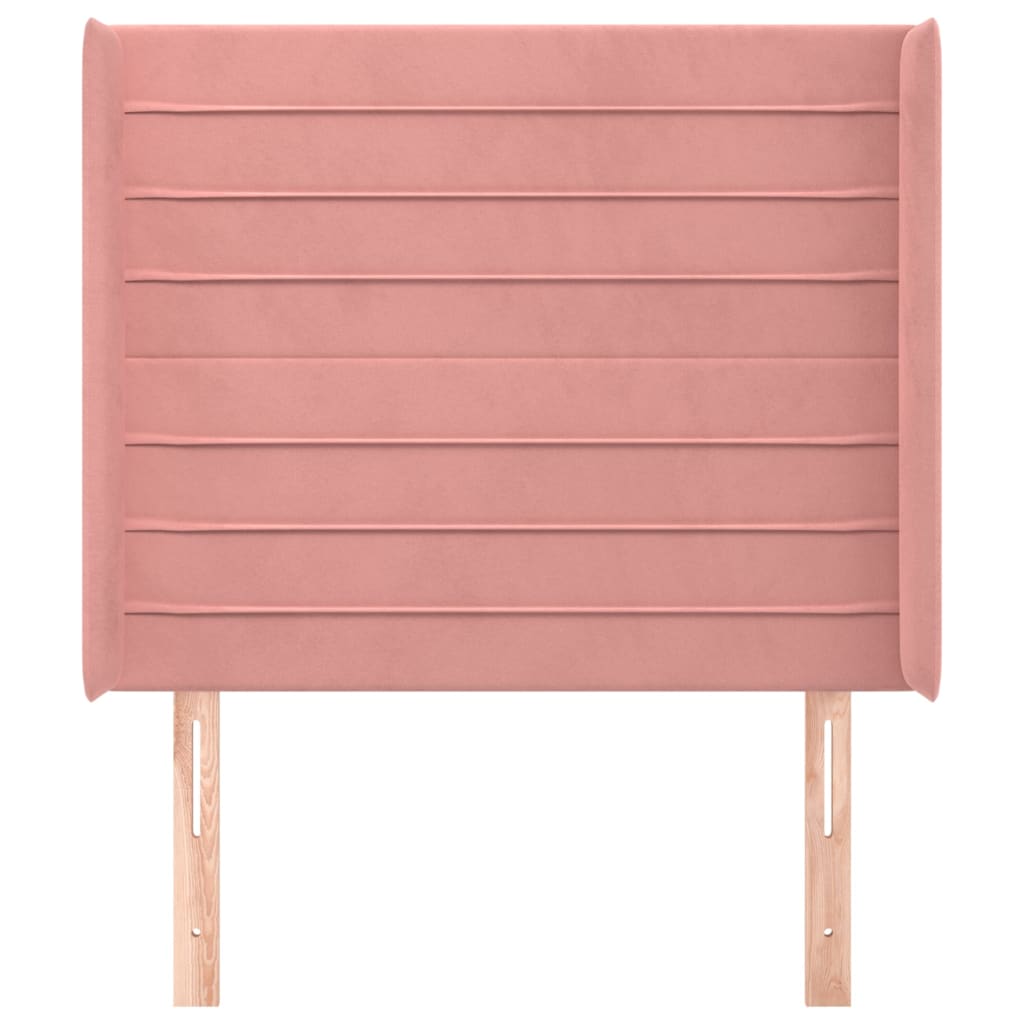 Hoofdbord met randen 83x16x118/128 cm fluweel roze 83 x 16 x 118/128 cm Roze