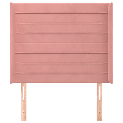 Hoofdbord met randen 83x16x118/128 cm fluweel roze 83 x 16 x 118/128 cm Roze