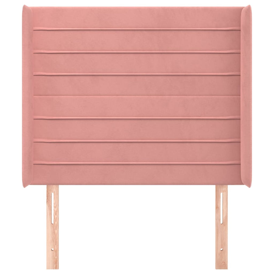 Hoofdbord met randen 83x16x118/128 cm fluweel roze 83 x 16 x 118/128 cm Roze