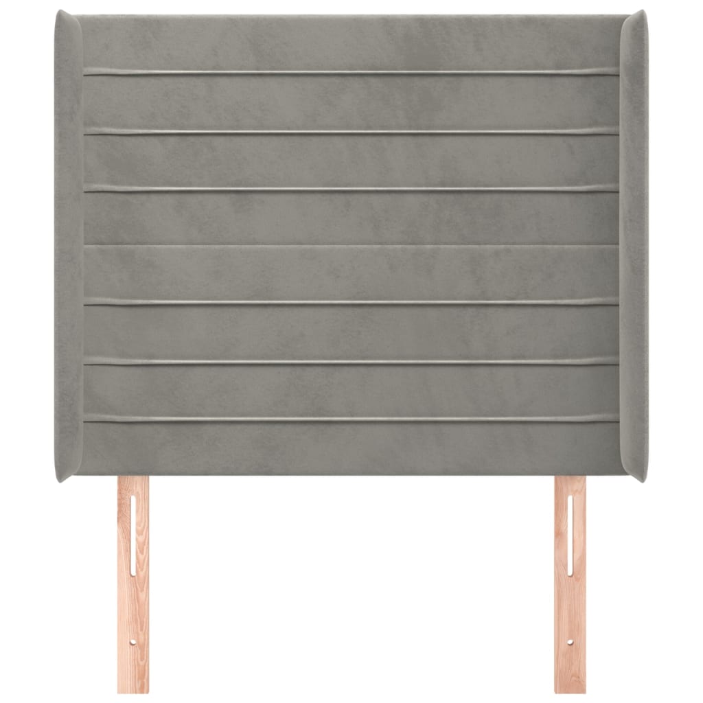 Hoofdbord Met Randen 93X16X118/128 Cm Fluweel Lichtgrijs