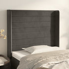 Hoofdbord 93x16x118/128 cm fluweel donkergrijs