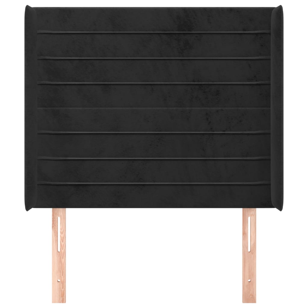 Hoofdbord Met Randen 93X16X118/128 Cm Fluweel Zwart