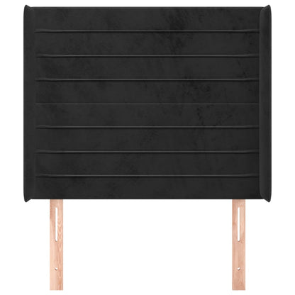 Hoofdbord Met Randen 93X16X118/128 Cm Fluweel Zwart