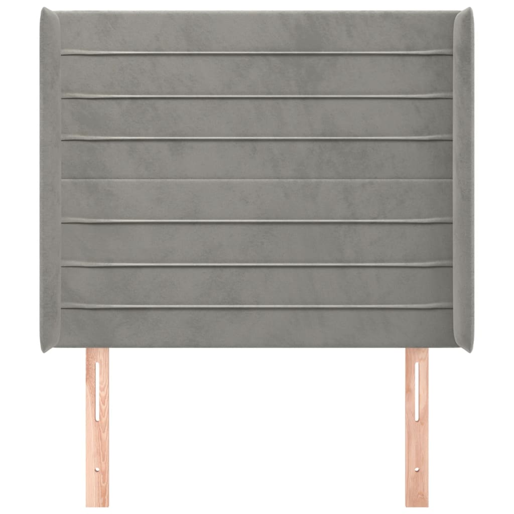 Hoofdbord Met Randen 103X16X118/128 Cm Fluweel Lichtgrijs