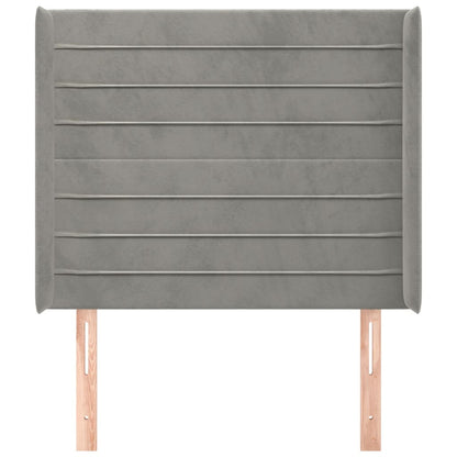 Hoofdbord Met Randen 103X16X118/128 Cm Fluweel Lichtgrijs