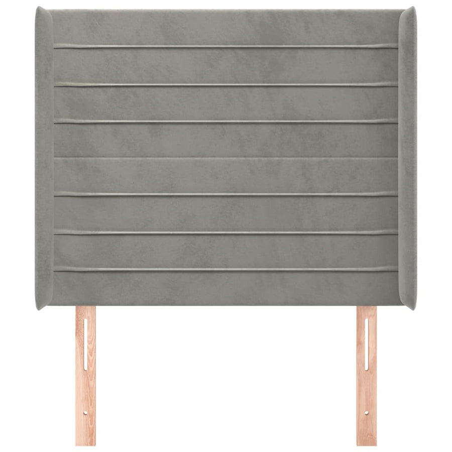 Hoofdbord Met Randen 103X16X118/128 Cm Fluweel Lichtgrijs