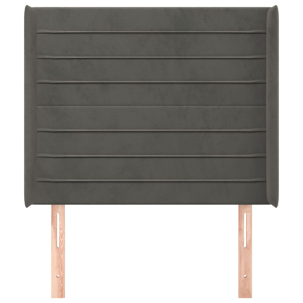 Hoofdbord Met Randen 103X16X118/128 Cm Fluweel Donkergrijs