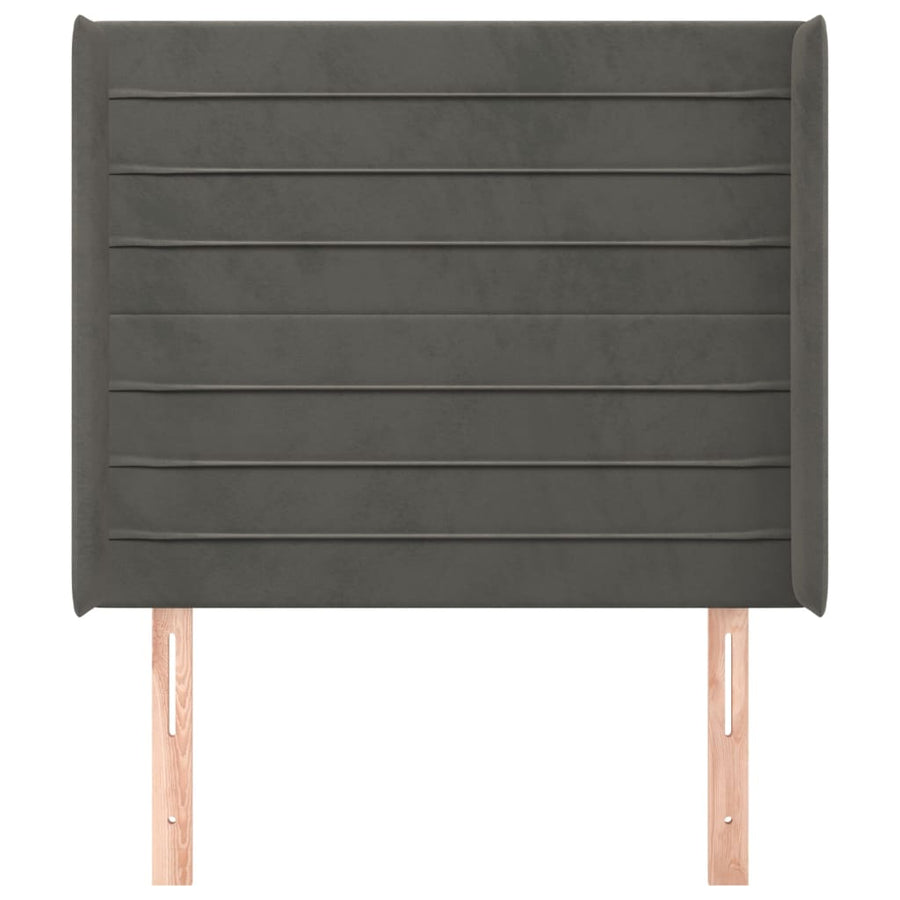 Hoofdbord Met Randen 103X16X118/128 Cm Fluweel Donkergrijs