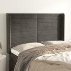 Headboard with edges 147x16x118/128 cm velvet dark grey