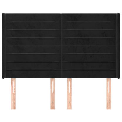Hoofdbord Met Randen 147X16X118/128 Cm Fluweel Zwart