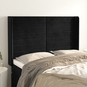 Hoofdbord fluweel zwart 147x16x118/128 cm