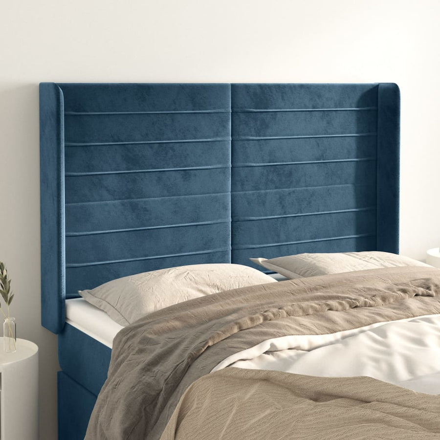 Hoofdbord Met Randen Fluweel 147 x 16 x 118/128 cm