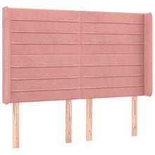 Hoofdbord Met Randen 147X16X118/128 Cm Fluweel Roze