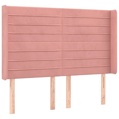 Hoofdbord Met Randen 147X16X118/128 Cm Fluweel Roze