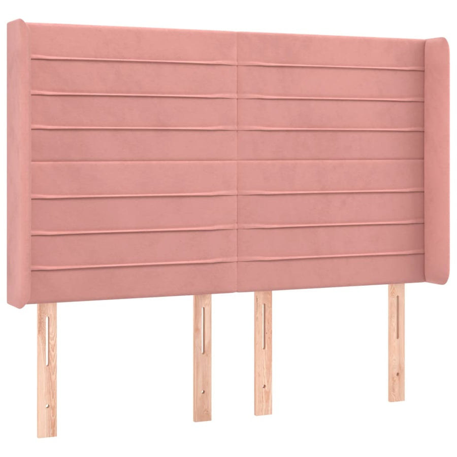 Hoofdbord Met Randen 147X16X118/128 Cm Fluweel Roze