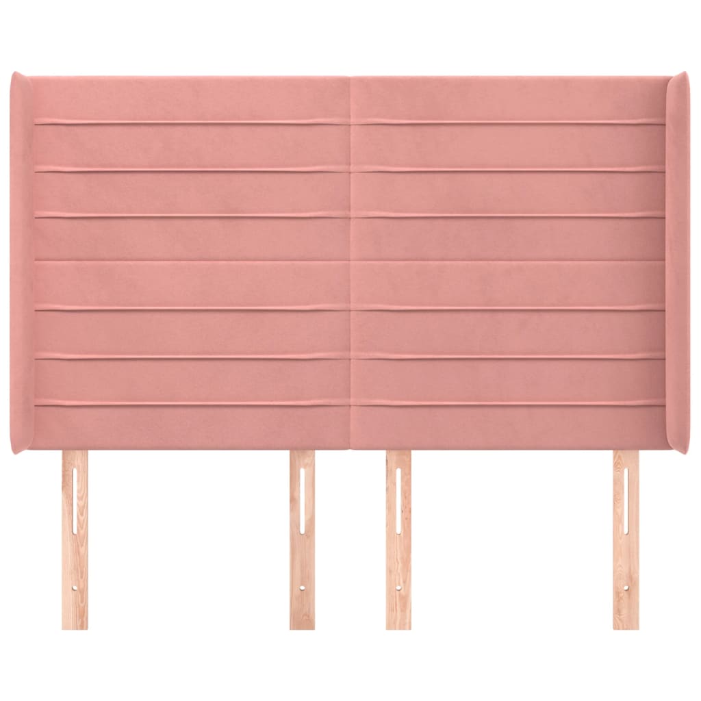 Hoofdbord Met Randen 147X16X118/128 Cm Fluweel Roze