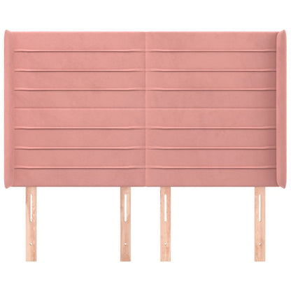Hoofdbord Met Randen 147X16X118/128 Cm Fluweel Roze