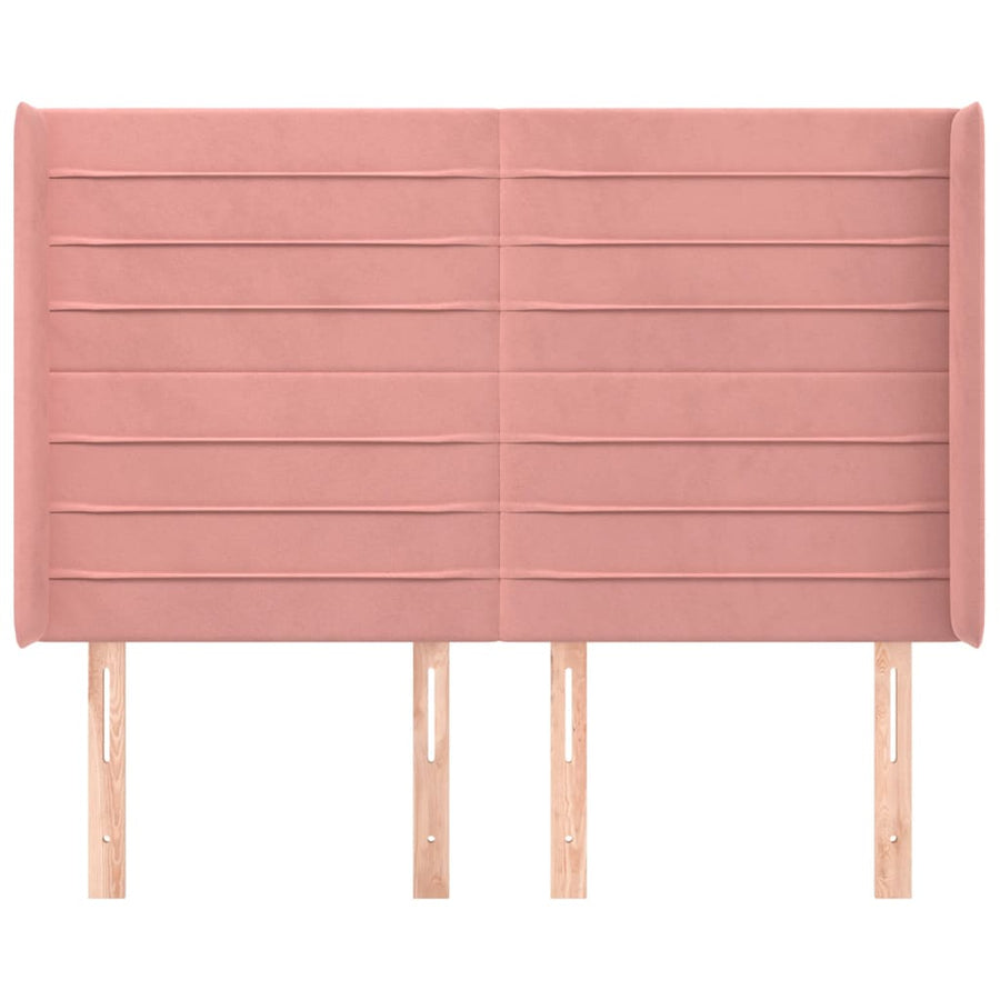 Hoofdbord Met Randen 147X16X118/128 Cm Fluweel Roze