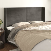 Headboard with edges 183x16x118/128 cm velvet dark grey