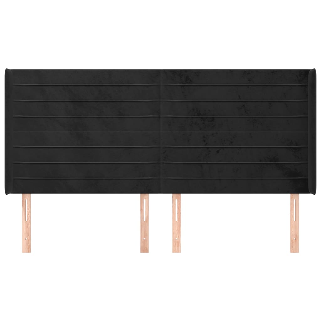 Hoofdbord Met Randen 183X16X118/128 Cm Fluweel Zwart
