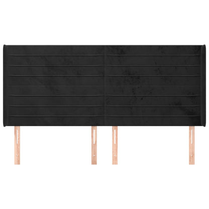 Hoofdbord Met Randen 183X16X118/128 Cm Fluweel Zwart