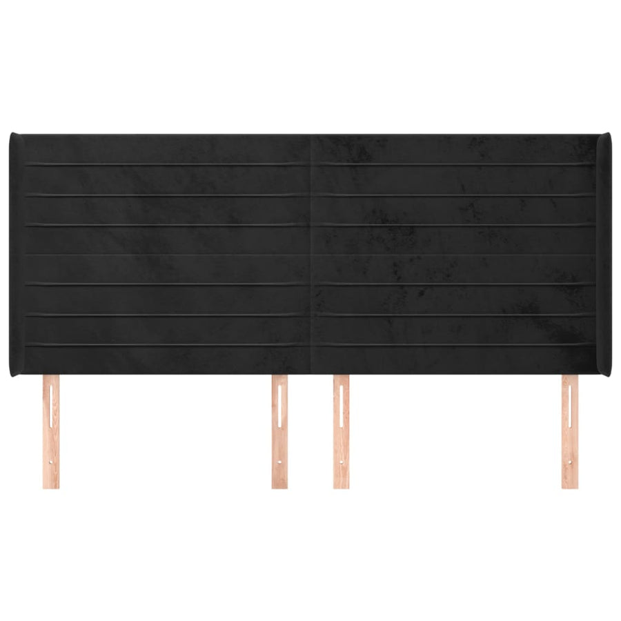 Hoofdbord Met Randen 183X16X118/128 Cm Fluweel Zwart