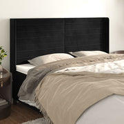 Headboard with borders 183x16x118/128 cm velvet black