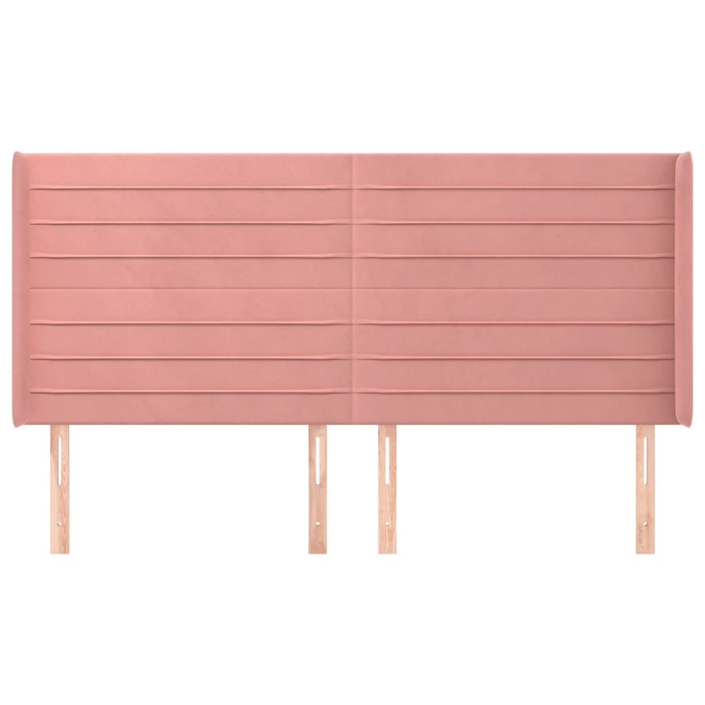 Hoofdbord Met Randen 183X16X118/128 Cm Fluweel Roze