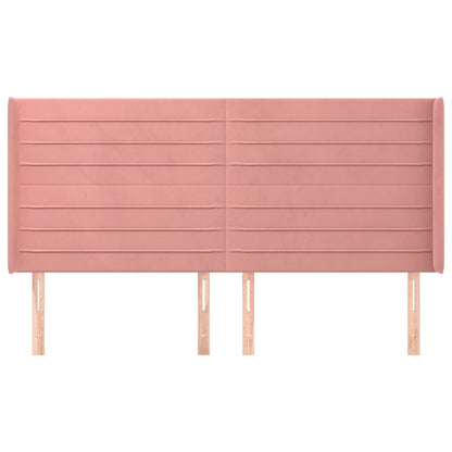 Hoofdbord Met Randen 183X16X118/128 Cm Fluweel Roze