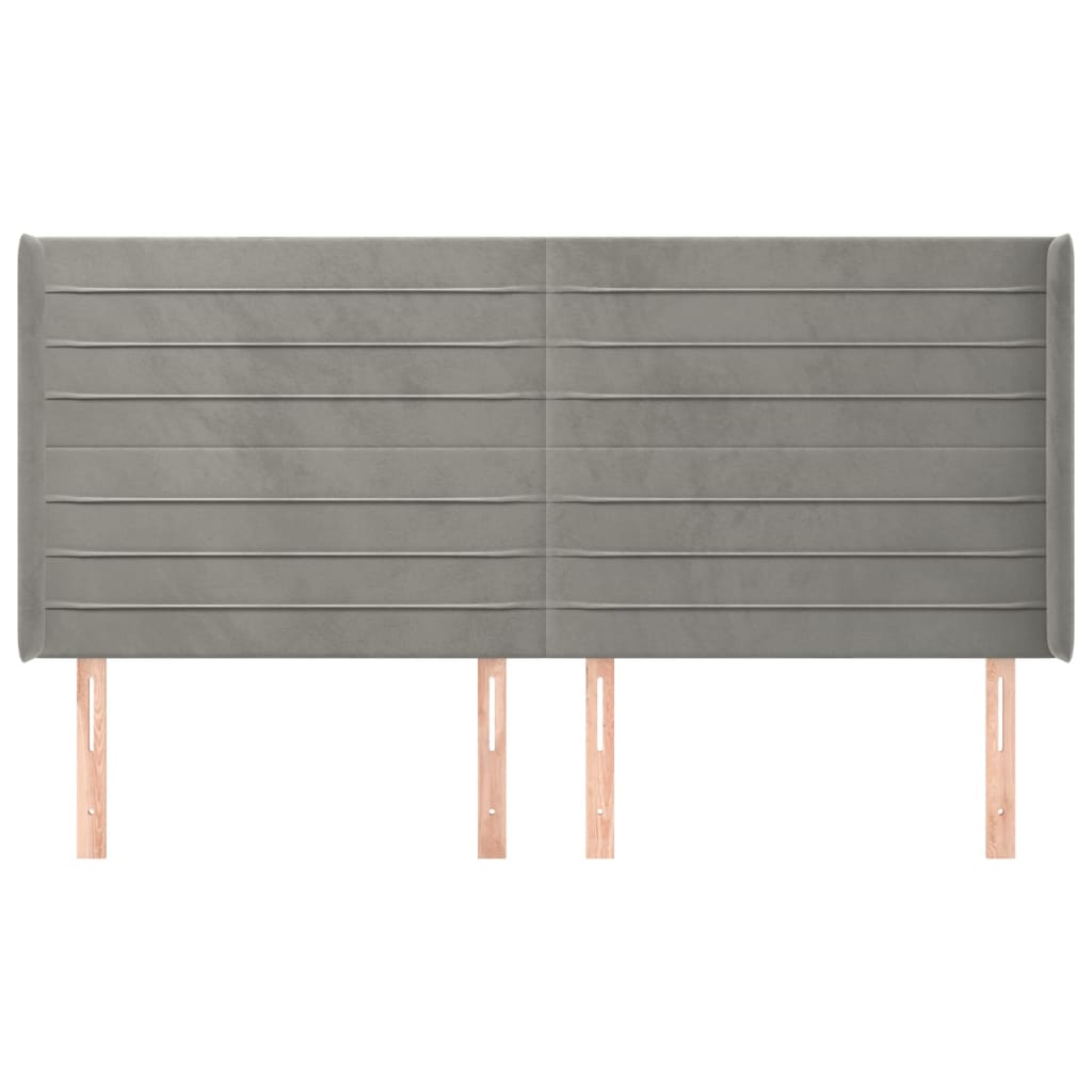 Hoofdbord Met Randen 203X16X118/128 Cm Fluweel Lichtgrijs