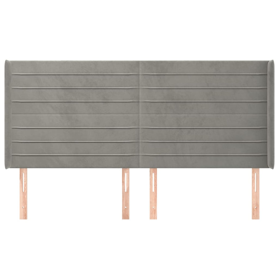 Hoofdbord Met Randen 203X16X118/128 Cm Fluweel Lichtgrijs