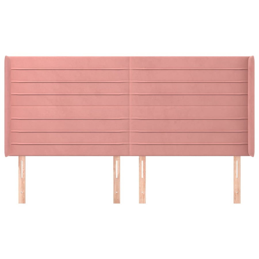 Hoofdbord Met Randen 203X16X118/128 Cm Fluweel Roze