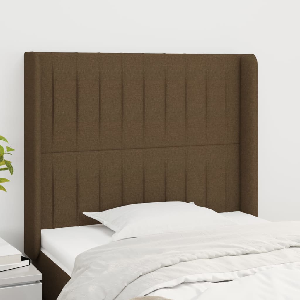 Hoofdbord Met Randen Stof 83 x 16 x 118/128 cm Donkerbruin