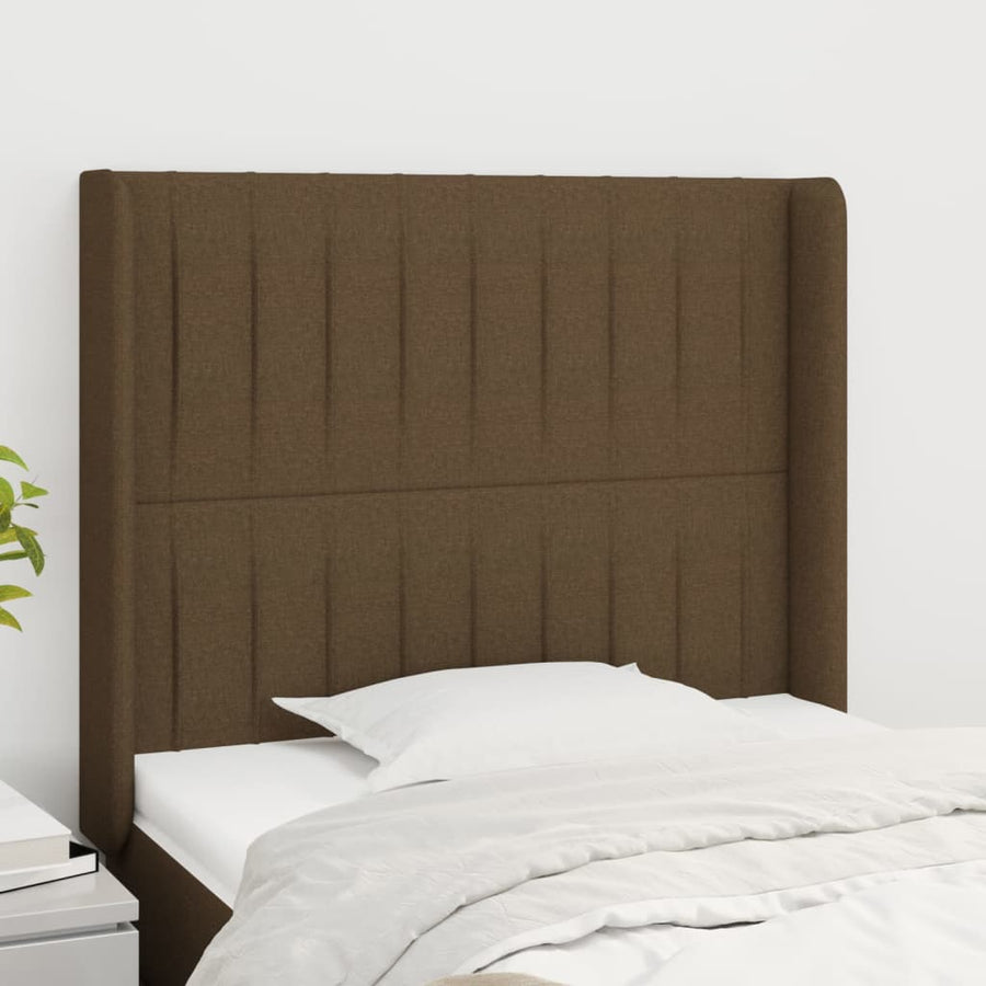 Hoofdbord Met Randen Stof 83 x 16 x 118/128 cm Donkerbruin