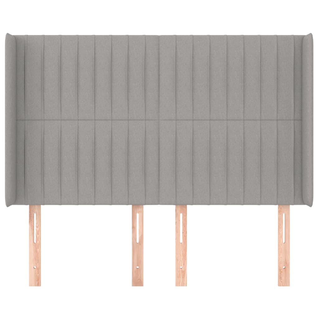 Hoofdbord Met Randen Stof 147 x 16 x 118/128 cm Lichtgrijs
