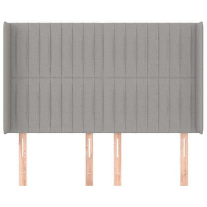 Hoofdbord Met Randen Stof 147 x 16 x 118/128 cm Lichtgrijs