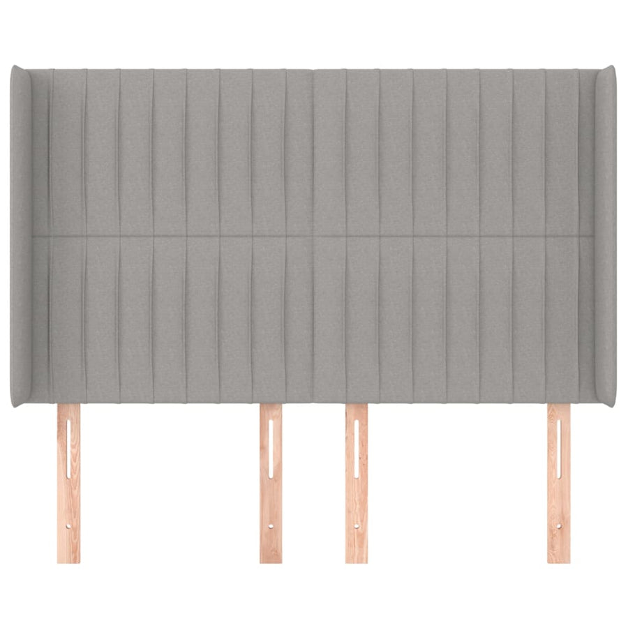 Hoofdbord Met Randen Stof 147 x 16 x 118/128 cm Lichtgrijs