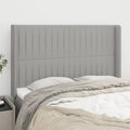 Hoofdbord met randen 147x16x118/128 cm stof lichtgrijs