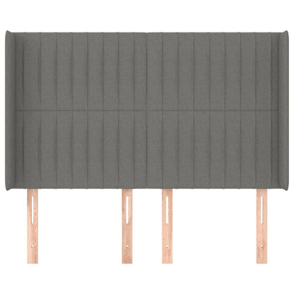 Hoofdbord Met Randen Stof 147 x 16 x 118/128 cm Donkergrijs