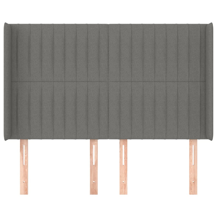 Hoofdbord Met Randen Stof 147 x 16 x 118/128 cm Donkergrijs