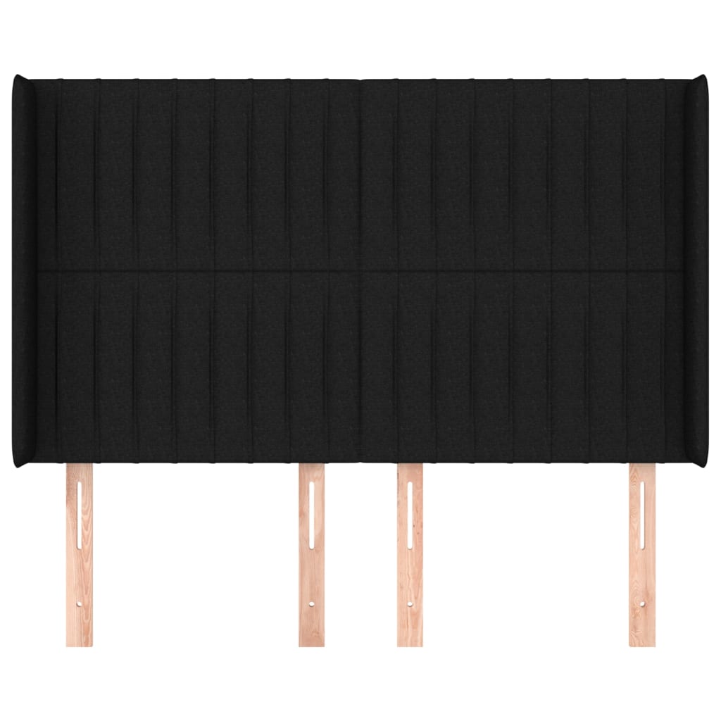 Hoofdbord Met Randen Stof 147 x 16 x 118/128 cm Zwart