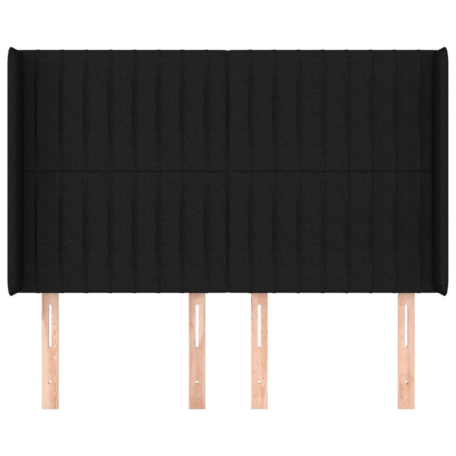 Hoofdbord Met Randen Stof 147 x 16 x 118/128 cm Zwart