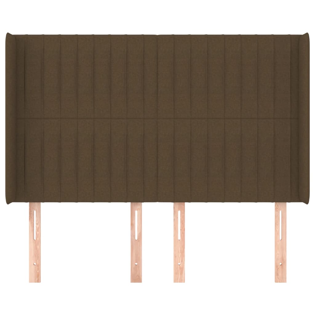 Hoofdbord Met Randen Stof 147 x 16 x 118/128 cm Donkerbruin
